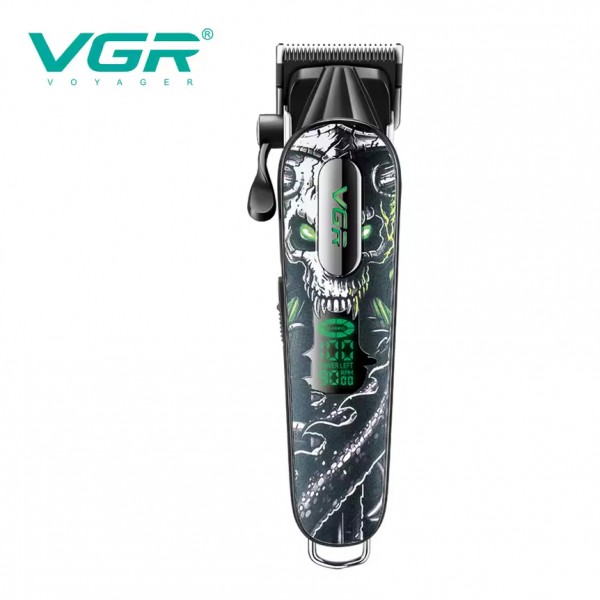 Аккумуляторная машинка для стрижки (clipper) VGR V-279 GREEN, 6 насадок, 9000 RPM, 2500 mAh, LED display