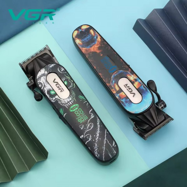 Аккумуляторная машинка для стрижки (clipper) VGR V-279 RED, 6 насадок, 9000 RPM, 2500 mAh, LED display 