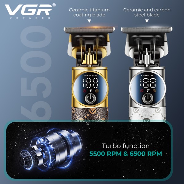 Триммер VGR V-942 WHITE, 4 насадки, LED display 