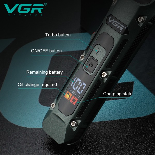 Акумуляторна машника для стриження (clipper) VGR V-696, 4 насадки, LED display