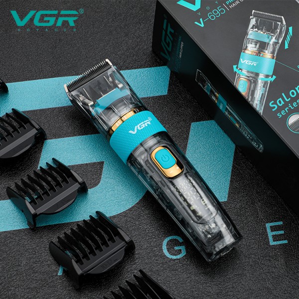 Аккумуляторная машинка для стрижки (clipper) VGR V-695, 6 насадок, регулятор высоты, LED display 