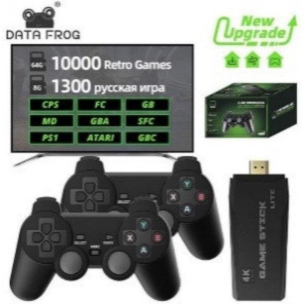 Игровая приставка беспроводная LITE GREEN HDMI 64GB M8/ 10000 игр/ 2 джойстика/ процессор game GB2
