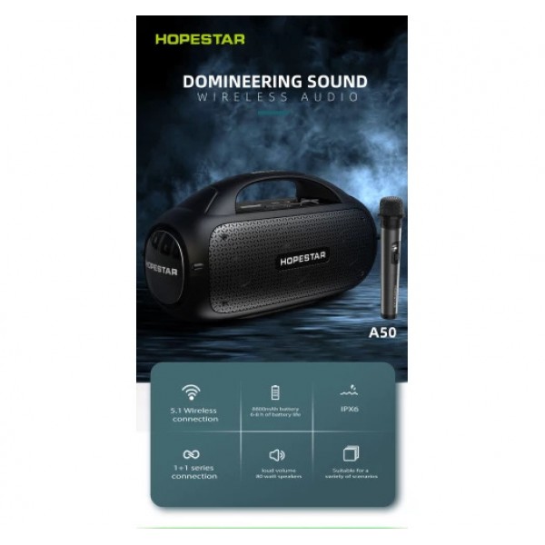 Портативная беспроводная колонка с микрофоном Hopestar A50