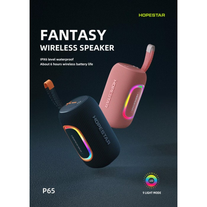 Портативна колонка HOPESTAR P65 20W, bluetooth, TF, AUX, USB, Type-C, RGB LED Black