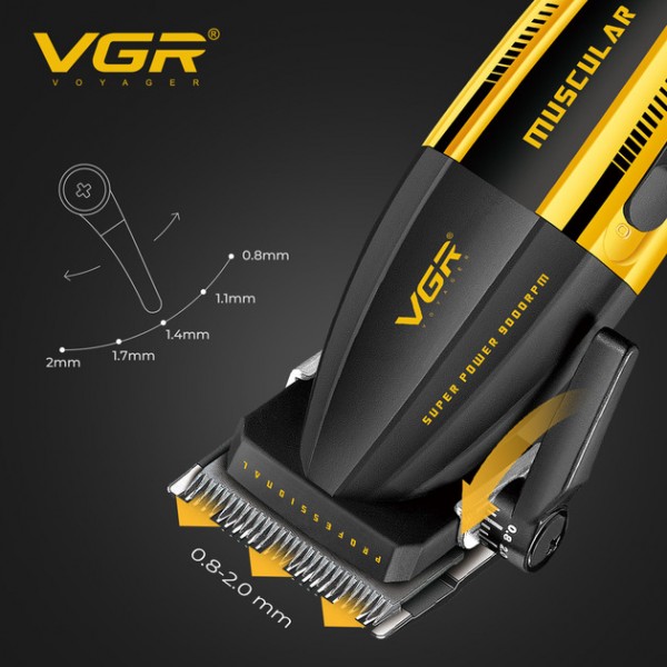 Аккумуляторная машинка для стрижки триммер (clipper) VGR V-285 6 насадок 9000 RPM 2000 mAh