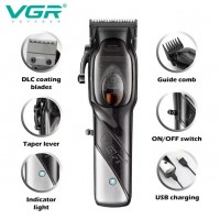 Професійна машинка для стрижки з USB VGR V-002 Pro Чорна + Зарядна підставка