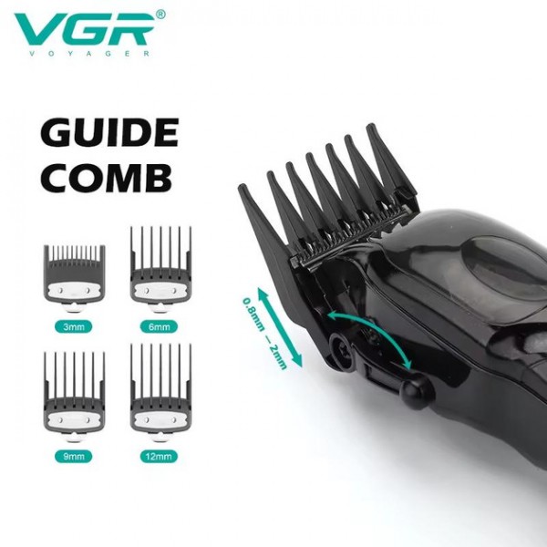 Профессиональная машинка для стрижки с USB VGR V-002 Pro Черная + Зарядная подставка