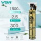 Тример для стрижки волосся на акумуляторі VGR V-085, 3 насадки, АКБ 1500 mAh