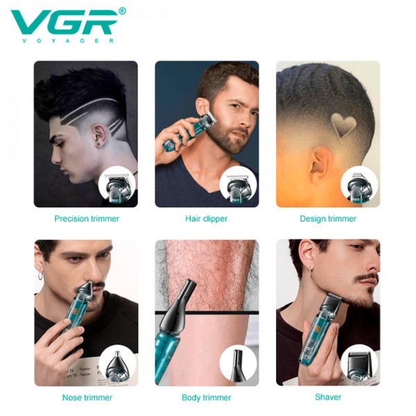 Набор для стрижки VGR 6 в 1 V-102, 14 насадок, LED дисплей.