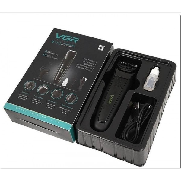 Машинка для стрижки волос VGR V-015 Professional Black аккумуляторная, 1000 мАч, 5 Вт (60)