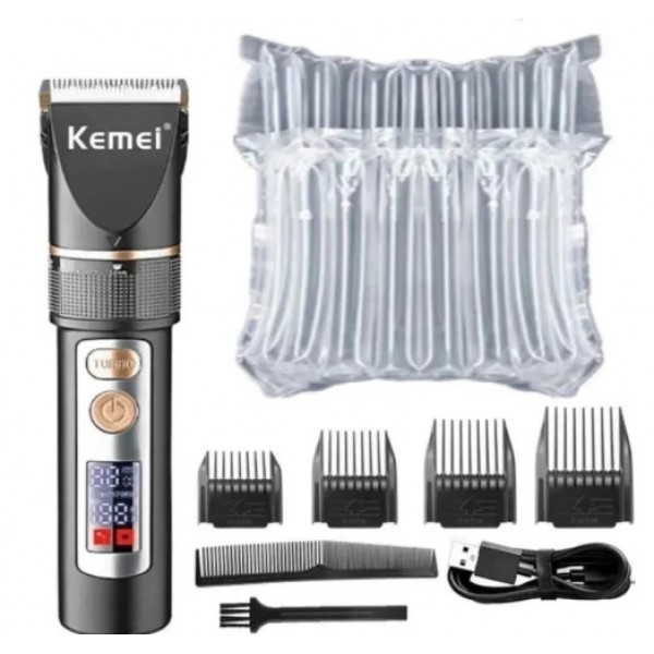 Акумуляторна машинка для стрижки Kemei LFJ-KM-5073 з РК-дисплеєм тример 3 насадки