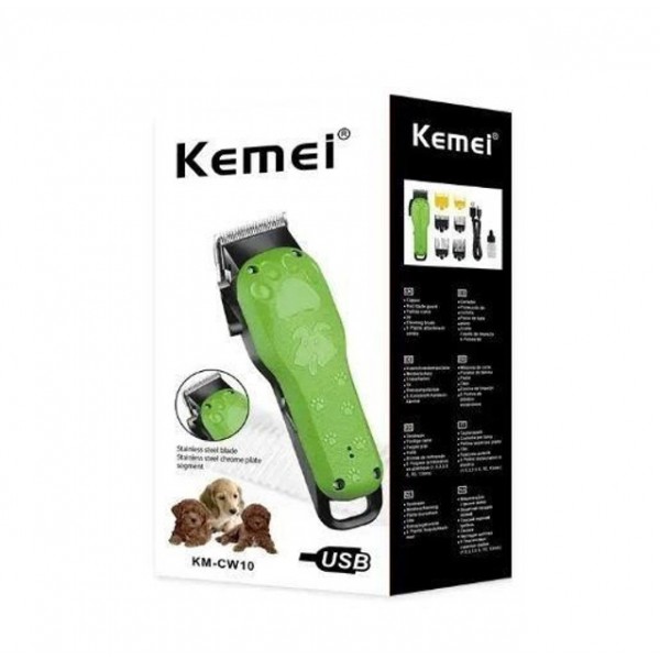 Машинка для стрижки собак и кошек с насадками Kemei Km-Cw10 USB зарядка