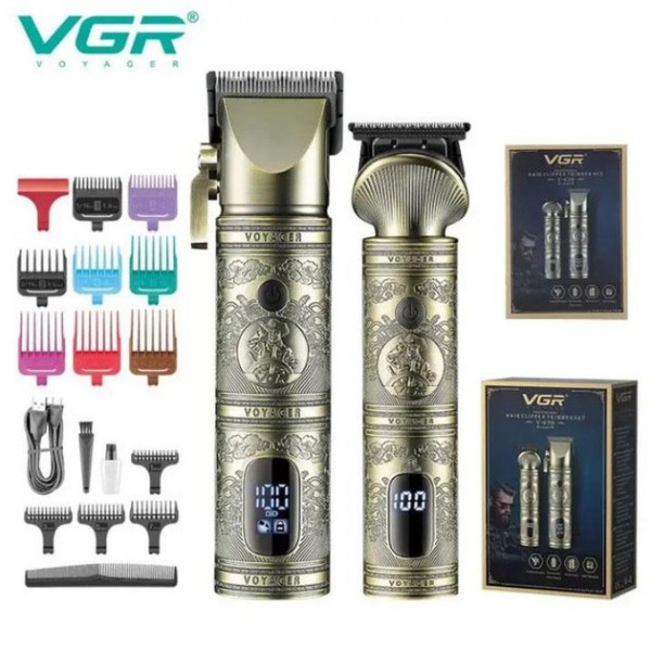 Профессиональный набор для стрижки волос VGR V-670 машинка для стрижки и триммер со сменными насадками.