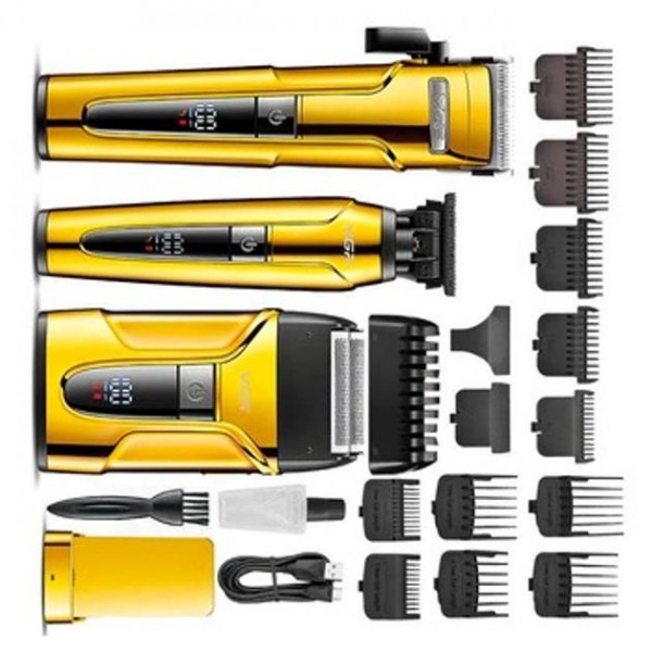 Набор VGR 3 в 1 V-694 GOLD аккумуляторная машинка для стрижки, триммер и электробритва, золотой (V-694