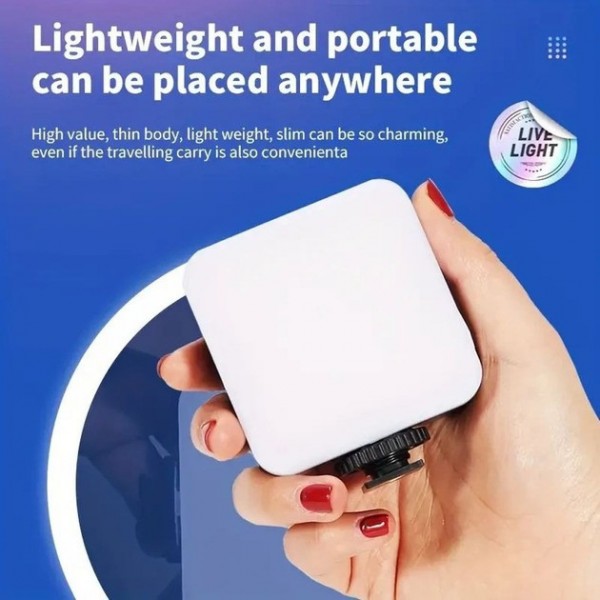 Мини LED-лампа Mobile AY-49S для съемки, 49 светодиодов, холодный свет 6500 K, три уровня яркости