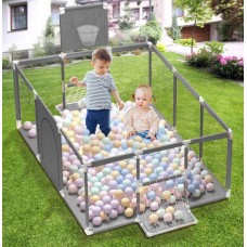 Дитячий ігровий манеж з кульками 30 шт 180х120см сухий басейн з баскетбольним кільцем та воротами Сірий