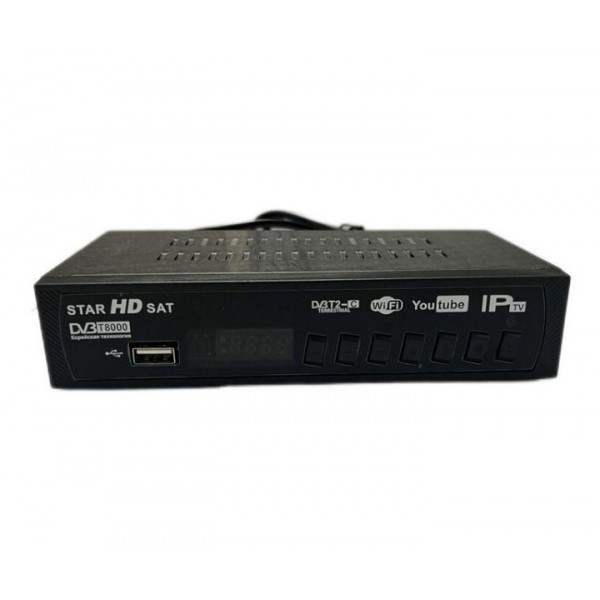 Мультимедийный ресивер T8000 T2 Star HD с DVB-T2 и USB приставка с черным пультом.