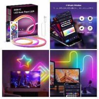 Умная гибкая LED Neon RGB лента-шланг 2 метров от USB управление режимами с телефона,Bluetooth приложение,пульт