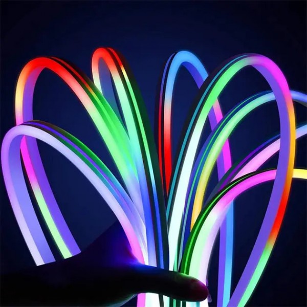 Умная гибкая LED Neon RGB лента-шланг 2 метров от USB управление режимами с телефона,Bluetooth приложение,пульт