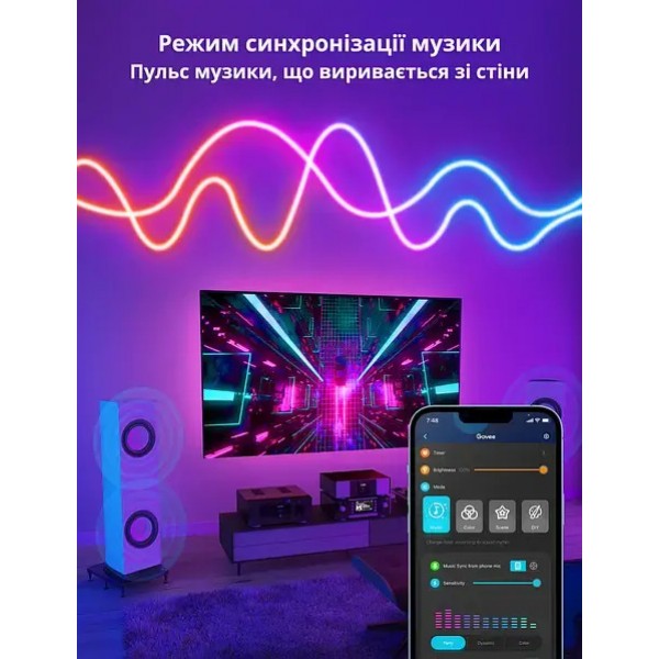 Умная гибкая LED Neon RGB лента-шланг 10 метров от USB управление режимами с телефона,Bluetooth приложение,пульт