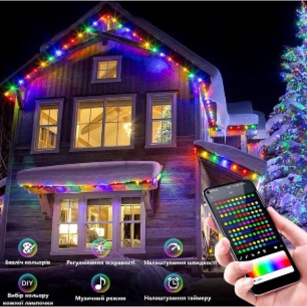 LED лента RGB 10 м 100 LED USB (47 режимов, APP + пульт)