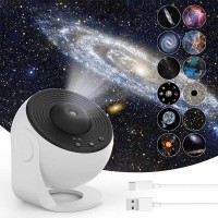 Проектор звездного неба + 12 картриджей, от USB, Galaxy Projector, Белый / Планетарий для спальни / Ночник звездное небо