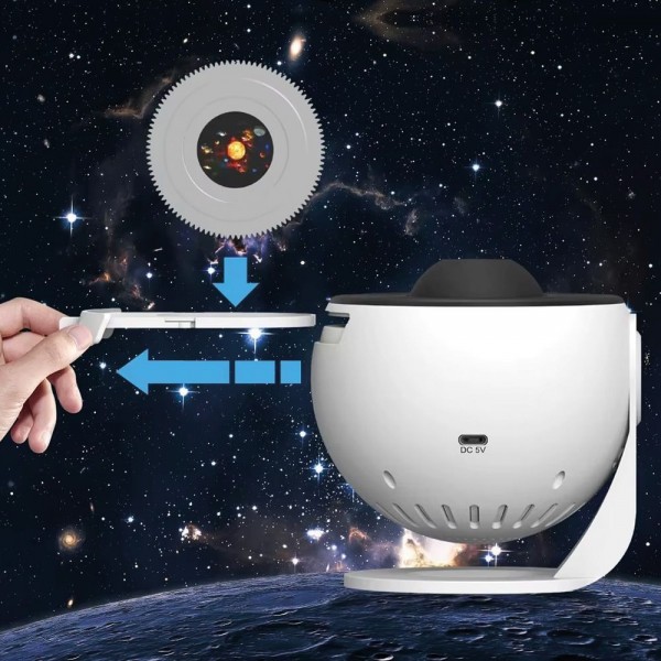 Проектор зоряного неба + 12 картриджів, від USB, Galaxy Projector, Білий / Планетарій для спальні / Нічник зоряне небо