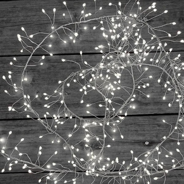 Xmas Гирлянда Мишура серебряный провод 220В пульт ДУ 8 режимов 30m 900L white wire W-1 (50)