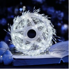 Xmas Гирлянда Мишура серебряный провод 220В пульт ДУ 8 режимов 50m 1500L white wire W-1 (30)