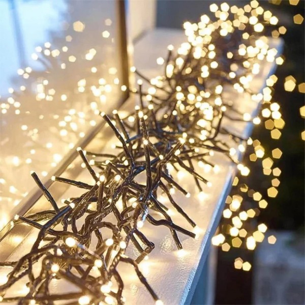 Xmas Гирлянда Мишура серебряный провод 220В пульт ДУ 8 режимов 50m 1500L white wire W-1 (30)