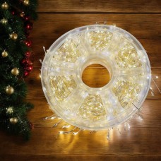 Xmas Гирлянда Мишура серебряный провод 220В пульт ДУ 8 режимов 100m 2500L white wire W-1 (20)