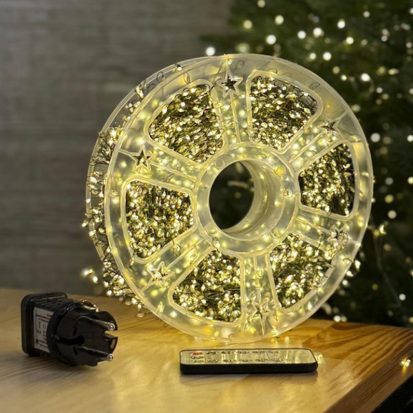 Xmas Гирлянда Мишура зеленый провод 220В пульт ДУ 8 режимов 100m 2500L green wire W-1 (2