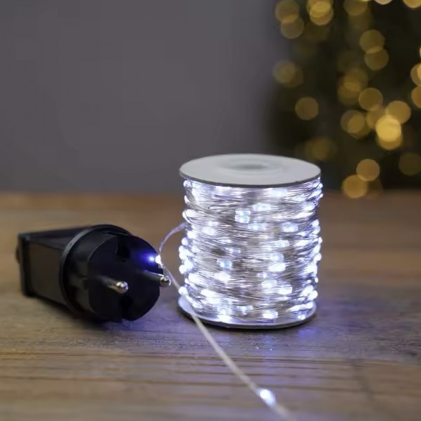 XMAS Гирлянда серебряный провод таймер пульт ДУ режимы 6Вт 30M 220V+USB W-2 SILVER LINE (50