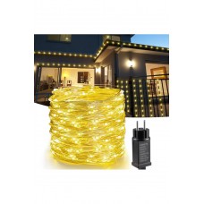 XMAS Гирлянда серебряный провод таймер пульт ДУ режимы 6Вт 30M 220V+USB WW-2 SILVER LINE (50)