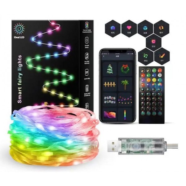  Гирлянда Smart Капля росы SFK-04, APP Bluetooth, USB, длинна 10м + пульт 