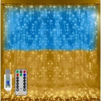 Гирлянда Штора SFK-10, “Флаг Украины” с пультом, USB, 3*3 м