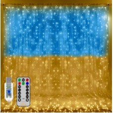 Гирлянда Штора SFK-10, “Флаг Украины” с пультом, USB, 3*3 м