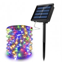 Капля росы solar от солнечной батареи 100 led 10 метров, RGB гирлянда уличная для деревьев и веранд led