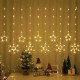 Новогодняя гирлянда-шторая звезда-снежина 3 м*80 см теплый цвет на 8 режимов SFK-19.