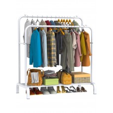 Двойная стойка вешалка для одежды и обуви Loft Master напольная стальная с полкой White DOAKT 