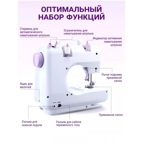 Швейная машинка SM-505A для шитья с 12 операциями и мощным мотором