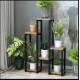 Подставка для цветов из дерева и металла многоярусная CVT-8, Напольная стойка-полка для растений в интерьере 