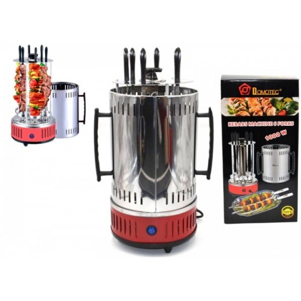 Электрошашшличница Domotec MS-7783 1000W BBQ на 6 шампуров из нержавеющей стали Красная 7134