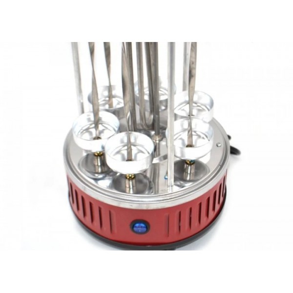Электрошашшличница Domotec MS-7783 1000W BBQ на 6 шампуров из нержавеющей стали Красная 7134