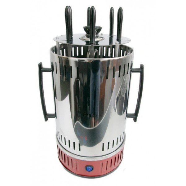 Электрошашшличница Domotec MS-7783 1000W BBQ на 6 шампуров из нержавеющей стали Красная 7134