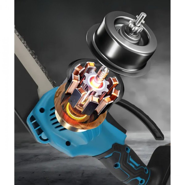 Аккумуляторная цепная мини пила 8 дюймов 48V 2 аккумулятора Chain Saw электропила ветрорез для обрезки деревьев и распила дров в кейсе