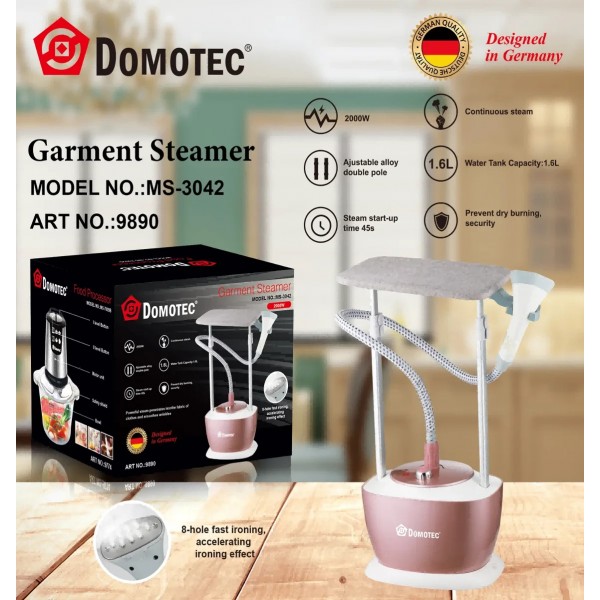 Напольный отпариватель с доской Domotec MS-3042 2000 Вт бак на 1.6 л Pink-Grey