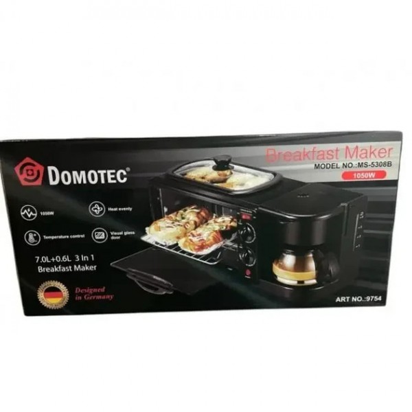 Многофункциональная кухонная печь Domotec MS-5308B с грилем и кофеваркой
