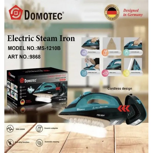 Аккумуляторный утюг Domotec MS-1210B с отпаривателем 2400 Вт