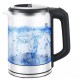 Електричний чайник з підсвічуванням Domotec MS-7943 1.7л боросилікатне скло 1500 Вт Чорно-Сірий